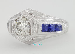 Antique Art Deco Old European Cut Diamond 1.14 ct Engagement Ring 14K White Gold
