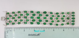 Green Emerald & Diamond Tennis Bracelet 78 ct 18k White & Yellow Gold Rtl $200K