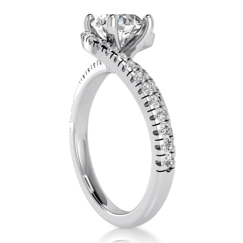 Thumbnail: Ladies 14KT White Gold Platinum Engagement Rings ENR9441-1