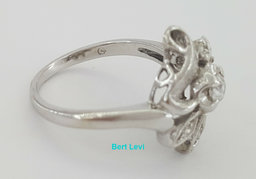 1/3 ct Vintage Art Deco 14K White Gold Old European & Single Cut Engagement Ring