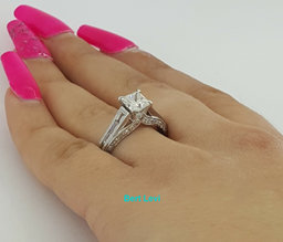 Princess Diamond Engagement Ring 1.67 ct 14K White Gold H/SI2 Retail $9,395