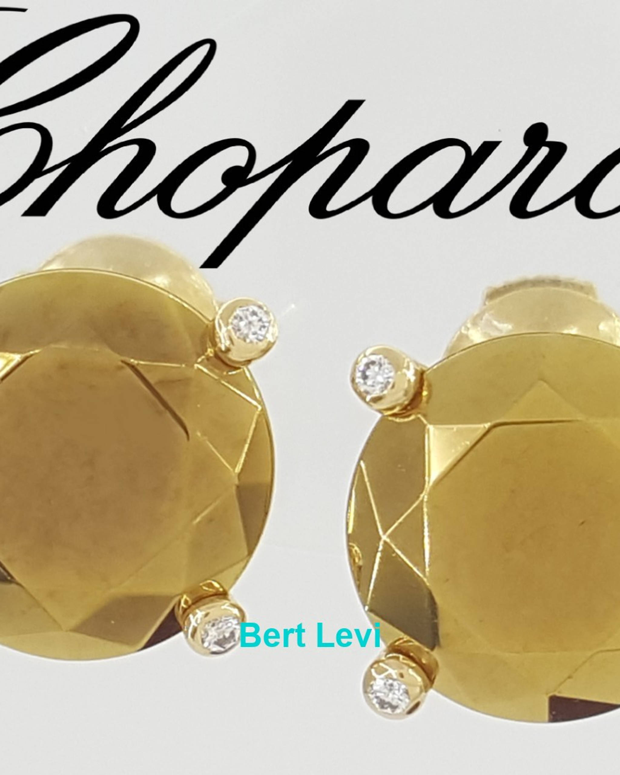 Chopard Golden Diamond Stud Earrings 18k Yellow Gold & Ti