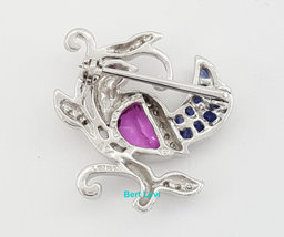 Le Vian LeVian 18K White Gold 2.09 ct Pink Sapphire Diamond Bird Brooch Pin