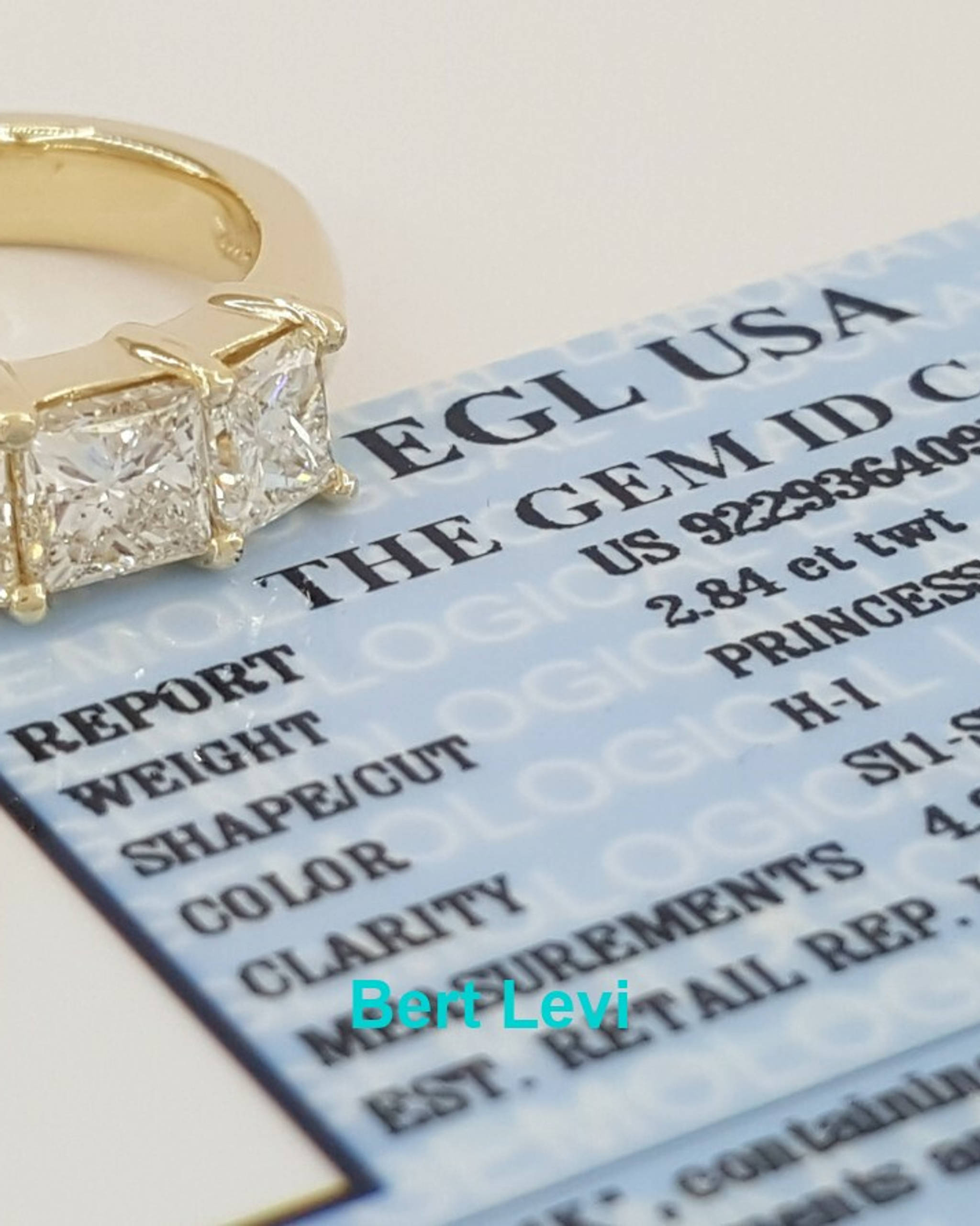 2.84 ct 14K Yellow Gold Princess Cut Diamond Five 5-Stone Band Ring Rtl $11,500