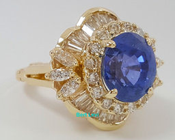 Vintage Ceylon No Heat Sapphire Diamond Ballerina Ring 9 ct 14k Gold Retail $40K