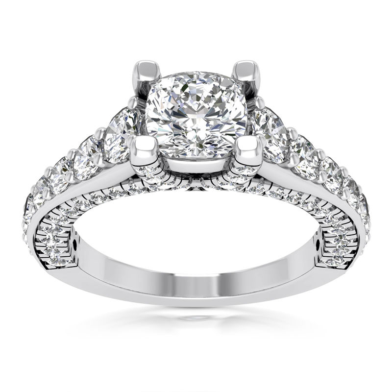 Ladies 14KT White Gold Platinum Fancy Engagement Ring ENR9720-5x5-CU