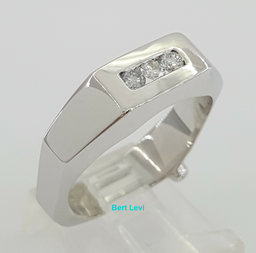Round Cut Diamond Channel Set Wedding Band 0.27 ct 14K White Ring 8 mm Size 9.5