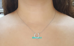 Tiffany & Co Diamond Horseshoe Pendant Necklace 0.2 ct Platinum 16"