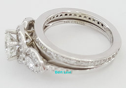 Gabriel & Co Round Diamond Halo 1.28 ct 14K W Gold Engagement Ring Set Rtl $6K