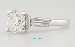 Antique Old European Cut Diamond Three 3 Stone Engagement Ring 1.66 ct Platinum
