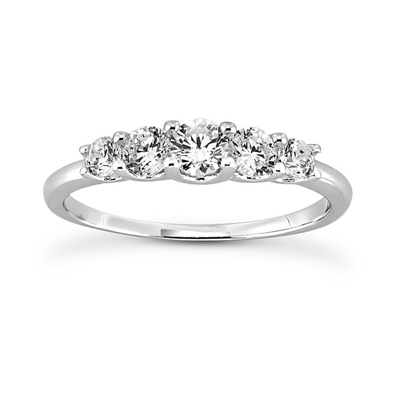 Ladies 14KT White Gold Platinum Round Diamond Wedding Band WB775