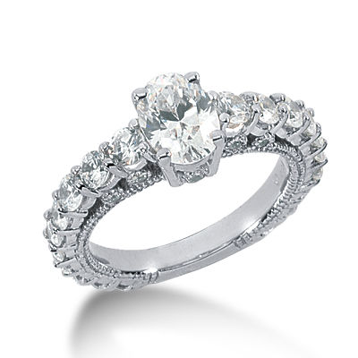 Ladies 14KT White Gold Platinum Fancy Engagement Ring ENR6844