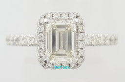 Emerald Cut Diamond Halo Engagement Ring 1.42 ct 14K White Gold Retail $7,995
