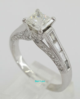 Princess Diamond Engagement Ring 1.67 ct 14K White Gold H/SI2 Retail $9,395