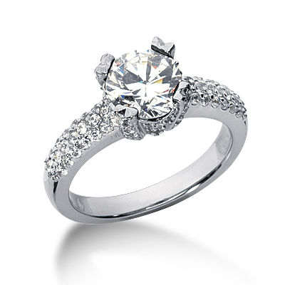 Ladies 14KT White Gold Platinum Fancy Engagement Ring ENR6440
