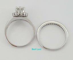 1.31 ct 14K White Gold Round Brilliant Diamond Halo Engagement Wedding Ring Set