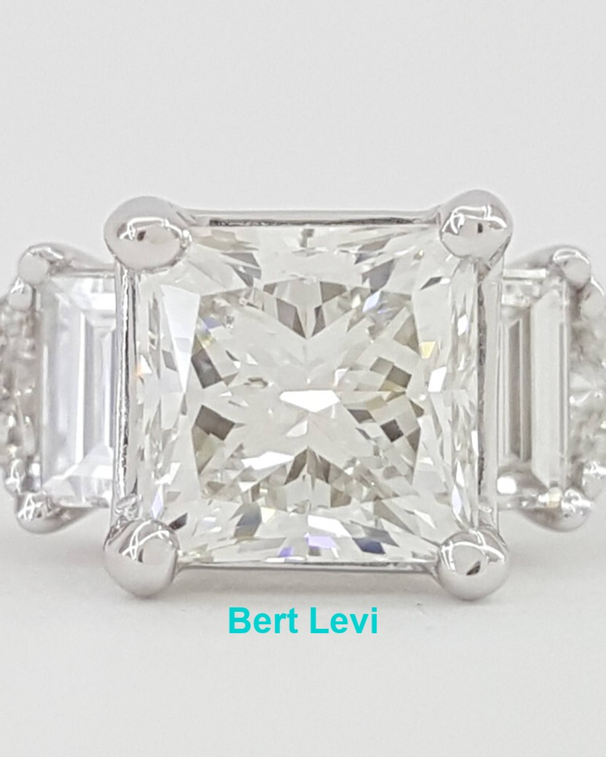 Princess Three 3-Stone Engagement Ring 1.35 ct 14K W Gold Retail $7,500