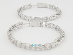 4 ct Baguette & Round Diamond Inside Out Round Hoop Earrings 18K White Gold