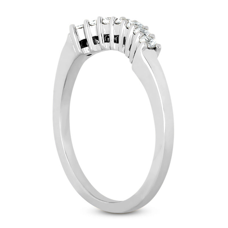 Thumbnail: Ladies 14KT White Gold Platinum Round Diamond Wedding Band WB560