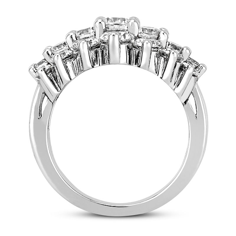 Thumbnail: Ladies 14KT White Gold Platinum Round Diamond Wedding Band WB5110