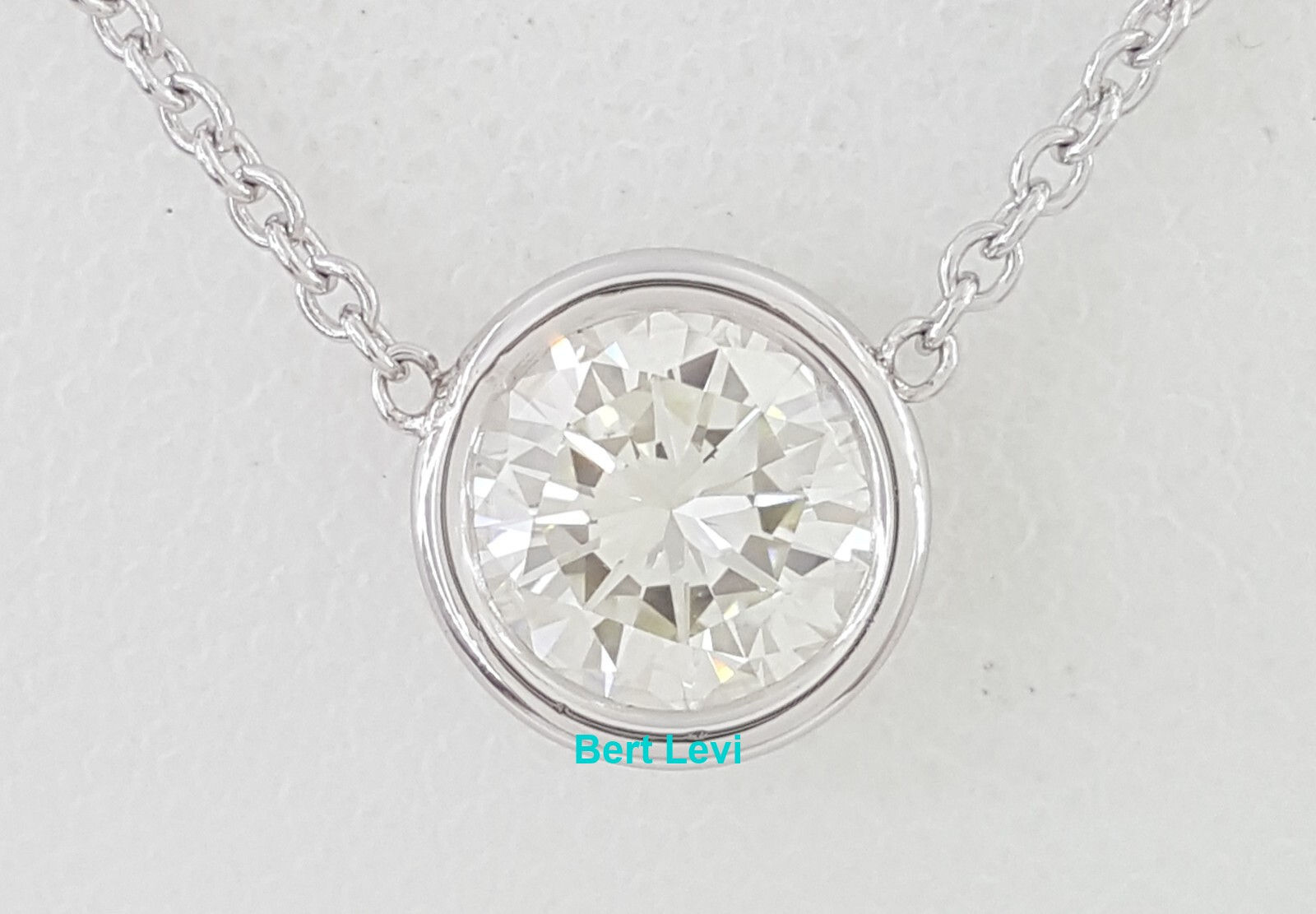 Natural Round Diamond By The Yard Solitaire Necklace 0.82 ct 14K W Gold Rtl $4k