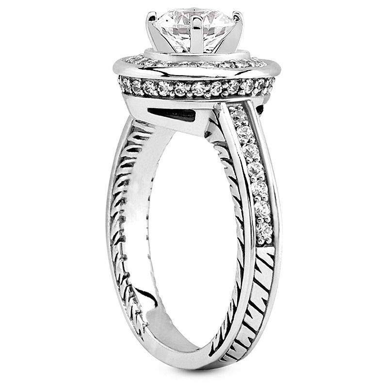 Thumbnail: Ladies 14KT White Gold Platinum Round Diamond Tailored Engagement Set ENS3238-A
