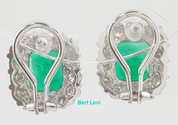 Colombian Green Emerald & Diamond Halo Earrings 8.27 ct 18K White Gold Rtl $35K