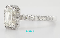 Emerald Cut Diamond Halo Engagement Ring 1.42 ct 14K White Gold Retail $7,995