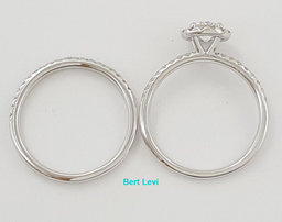 Round Brilliant Diamond Halo Engagement / Wedding Ring Set 1 ct 14K White Gold
