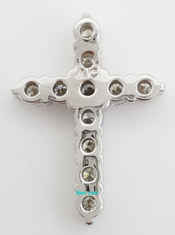 Round Brilliant Cut Diamond Cross Pendant 1.36 ct 14k White Gold 1" Retail $4K
