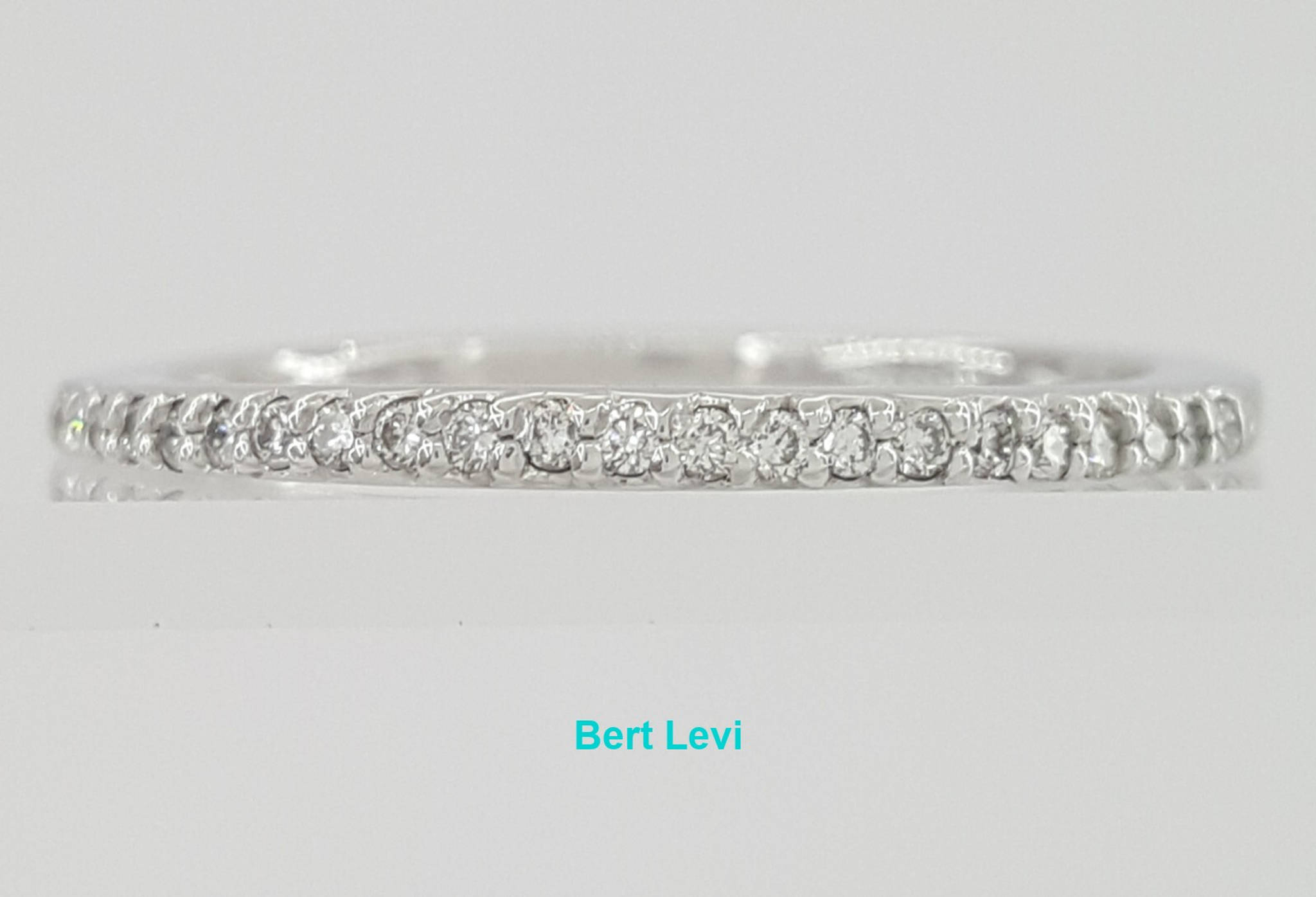 0.2 ct Round Diamond Half Circle Pave Wedding Band 1.6 mm 14k White Gold