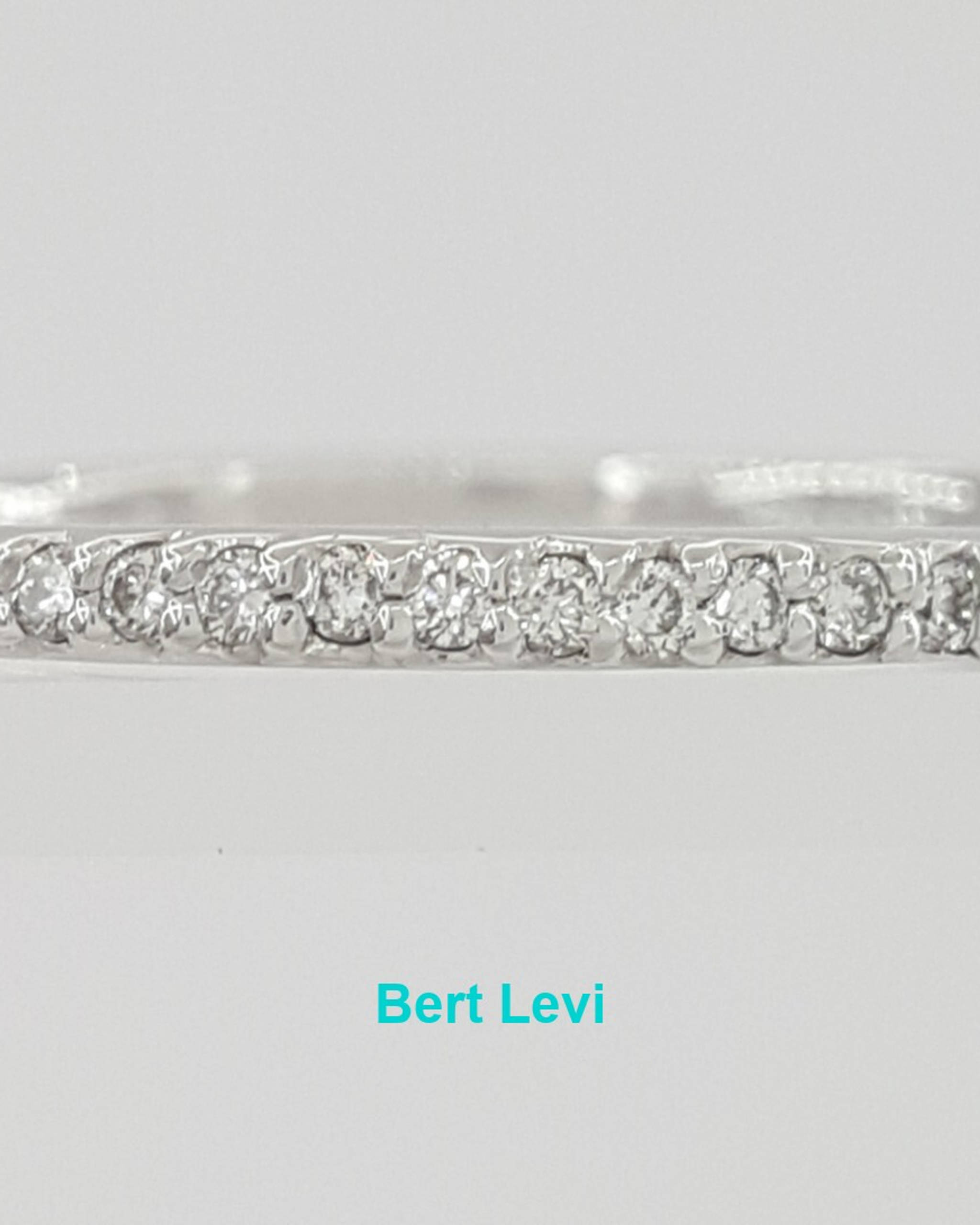 0.2 ct Round Diamond Half Circle Pave Wedding Band 1.6 mm 14k White Gold