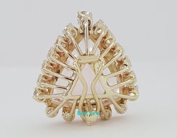 Morganite & Diamond Halo Necklace 16 ct Trillion Cut 14K Gold 20" Retail $12K