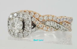 Neil Lane Bridal 14K Two-Tone Round Diamond Halo Crossover Ring Set 0.75 ct
