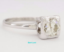 0.55 ct Antique Vintage 14K White Gold Transitional Cut Diamond Engagement Ring