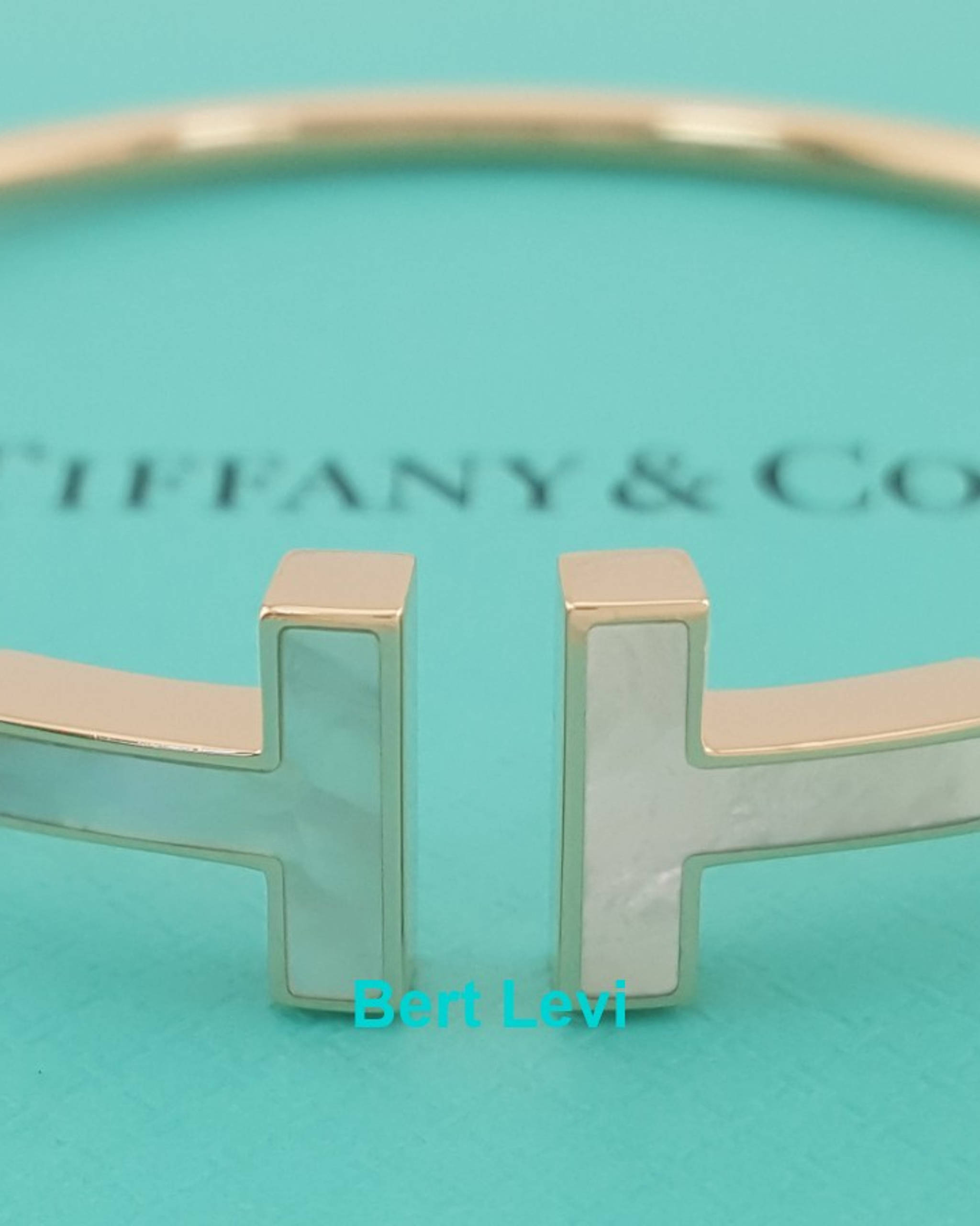 Tiffany & Co. T 18K Rose Gold MOP Bangle Bracelet 7 Grams Retail $4,250