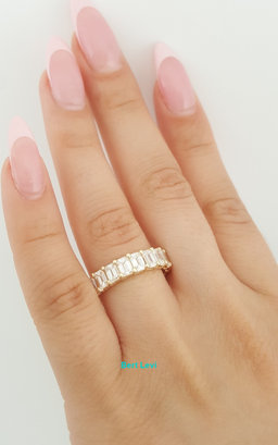 Emerald Cut Diamond Full Circle Eternity Wedding Anniv. Ring 4.2 ct 14K $13.6K