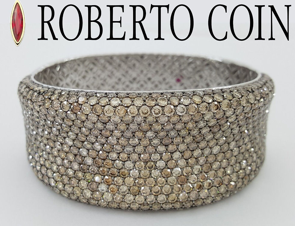 Roberto Coin Fantasia Collection Pave Diamond Bangle 94.3 Grams 18K Gold 27.8 ct