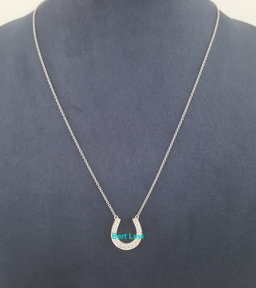 Tiffany & Co Diamond Horseshoe Pendant Necklace 0.2 ct Platinum 16"