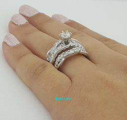 Tolkowski Round Brilliant Cut Diamond Engagement & Wedding Rings Set 2.12 ct 14K