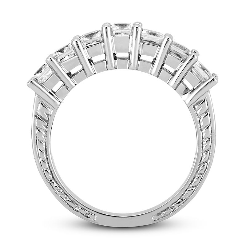 Thumbnail: Ladies 14KT White Gold Platinum Princess Cut Diamond Wedding Band WB186-5