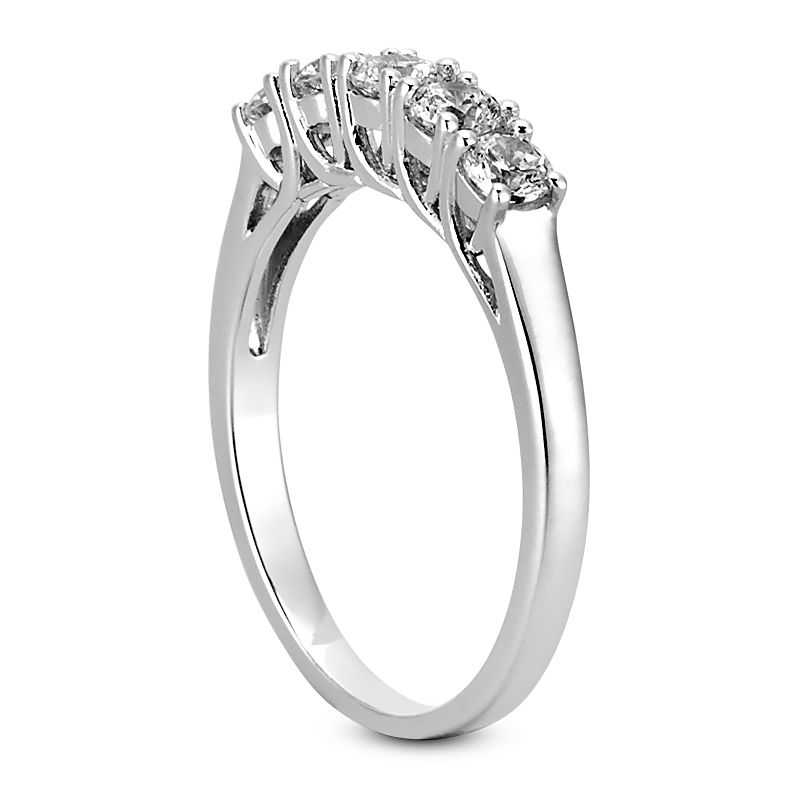 Thumbnail: Ladies 14KT White Gold Platinum Round Diamond Wedding Band WB1200