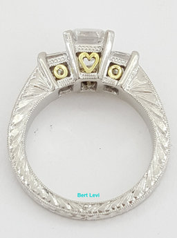 TACORI Platinum 3-Stone Semi-Mount Engraved Engagement Ring 0.60 ct  Rtl $8,220