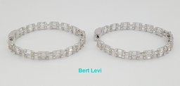 4 ct Baguette & Round Diamond Inside Out Round Hoop Earrings 18K White Gold