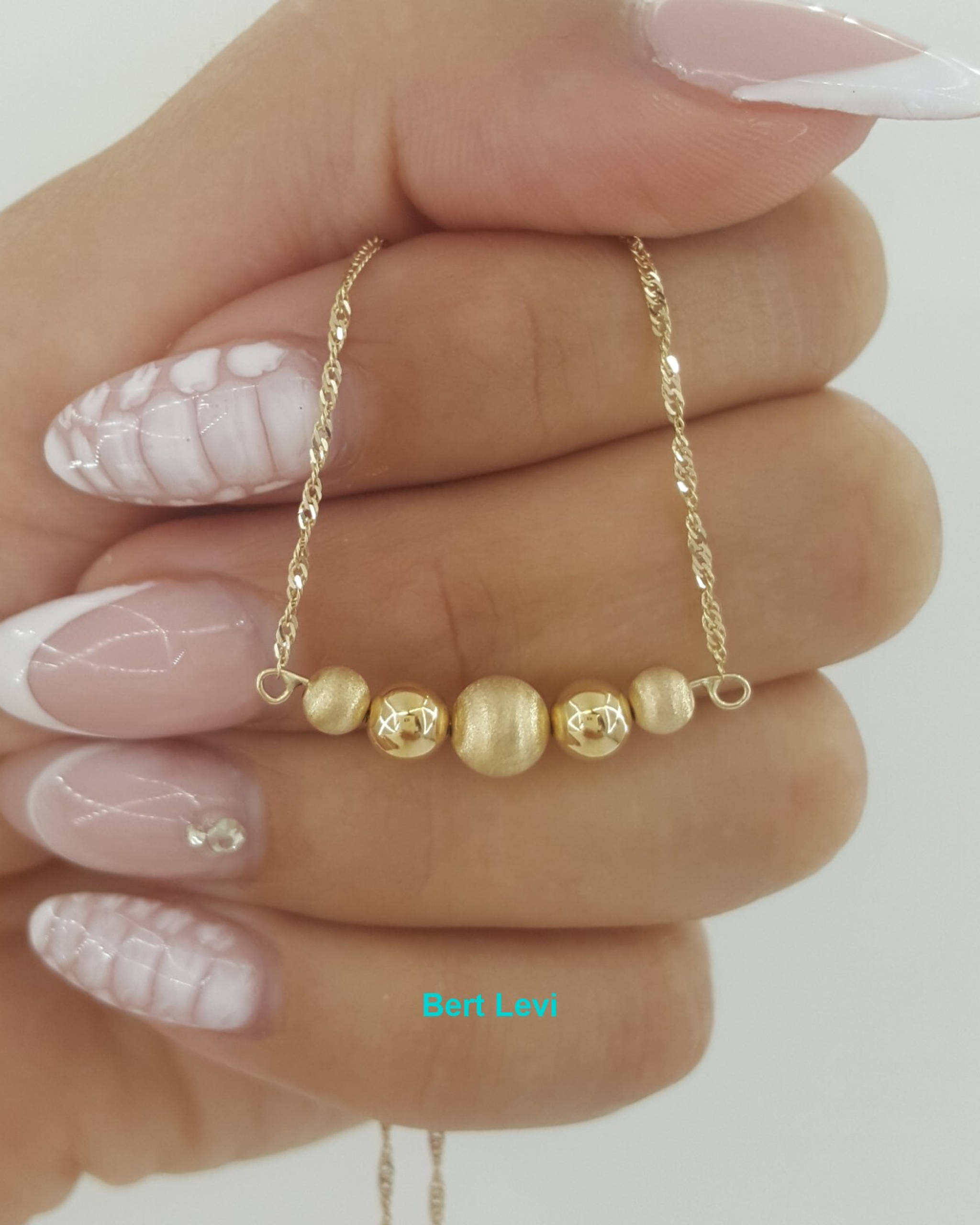 Gold Bead Necklace 14K Yellow Gold Italy 18" 1.8 Grams