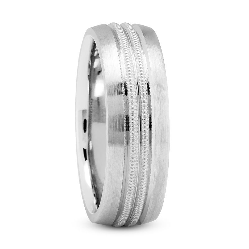 Ladies 14KT White Gold Platinum Traditional Wedding Band LWM447