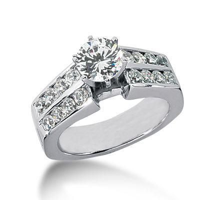 Ladies 14KT White Gold Platinum Fancy Engagement Ring ENR1242