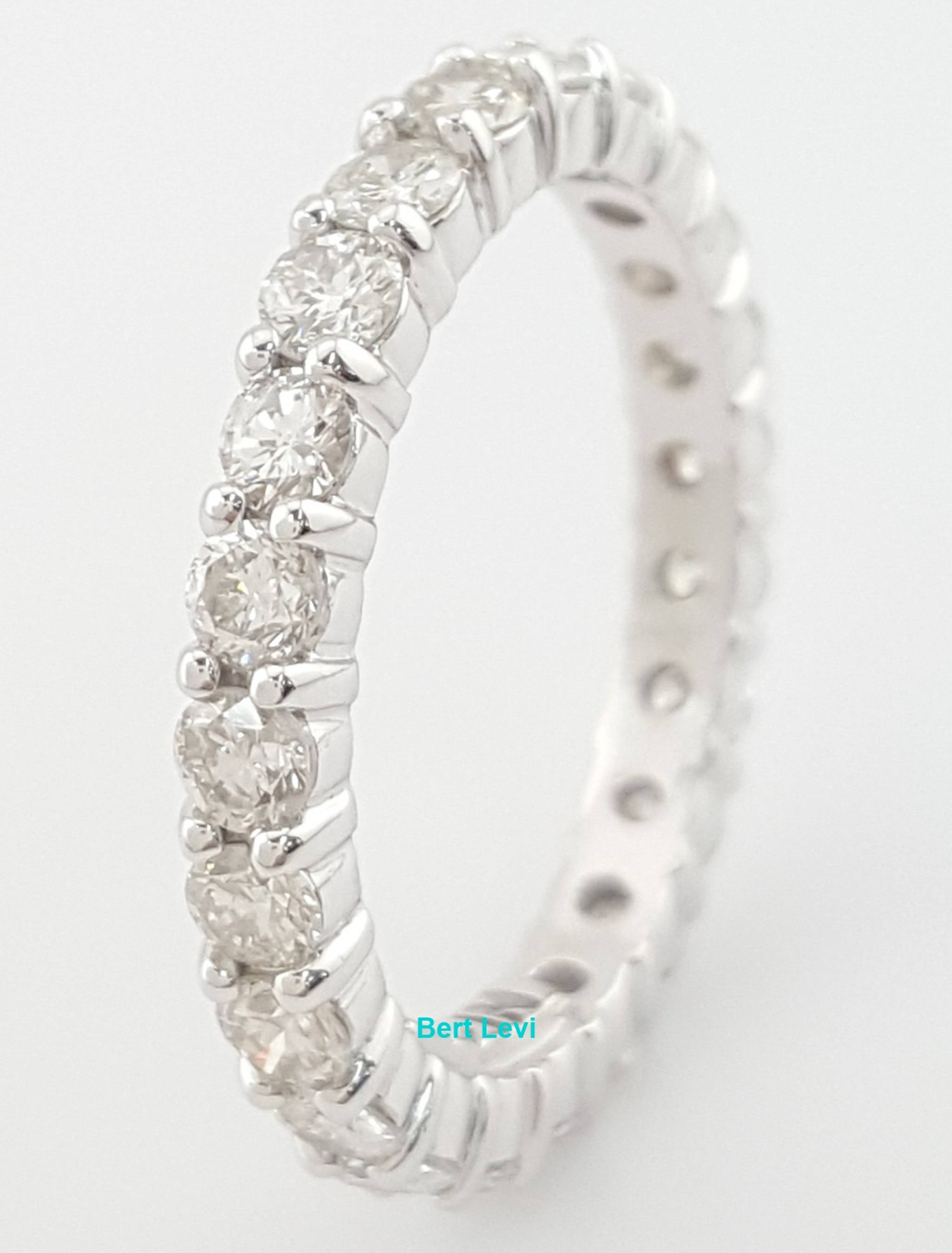Round Diamond Full Circle Eternity Wedding Band Ring 1.72 ct 3 mm 14k White Gold