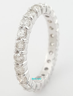 Round Diamond Full Circle Eternity Wedding Band Ring 1.72 ct 3 mm 14k White Gold