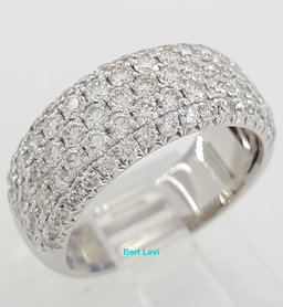 Diamond 5-Row Pave Half Circle Wedding Band Ring 1.9 ct 14K White Gold